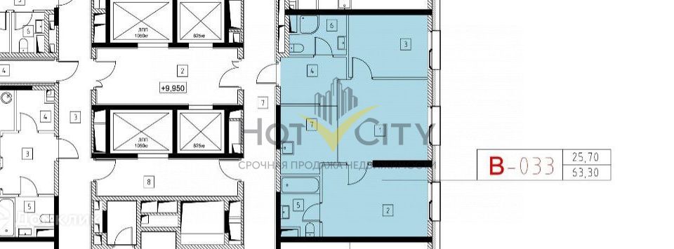 Продаётся 2-комнатная квартира, 63.3 м²