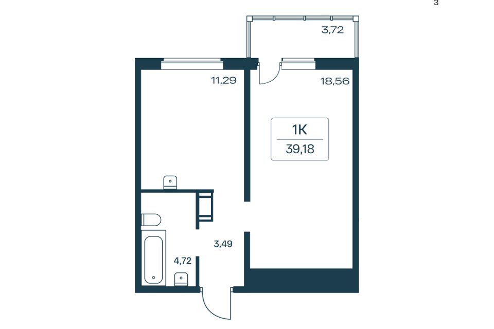 Продаётся 1-комнатная квартира, 37.9 м²