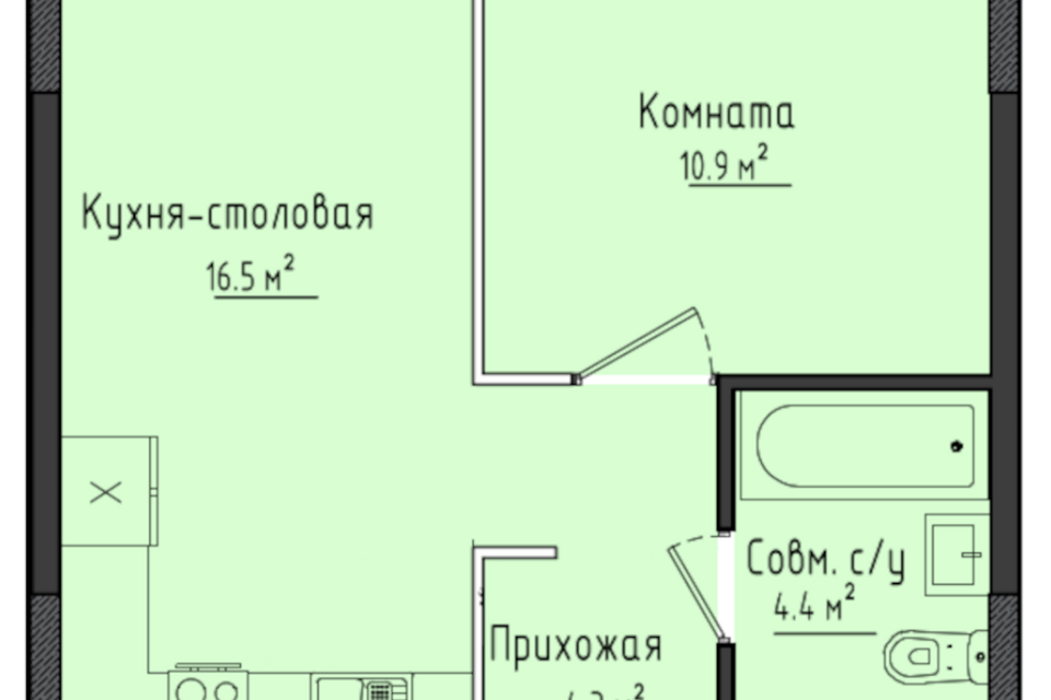 Продаётся 1-комнатная квартира, 36.1 м²