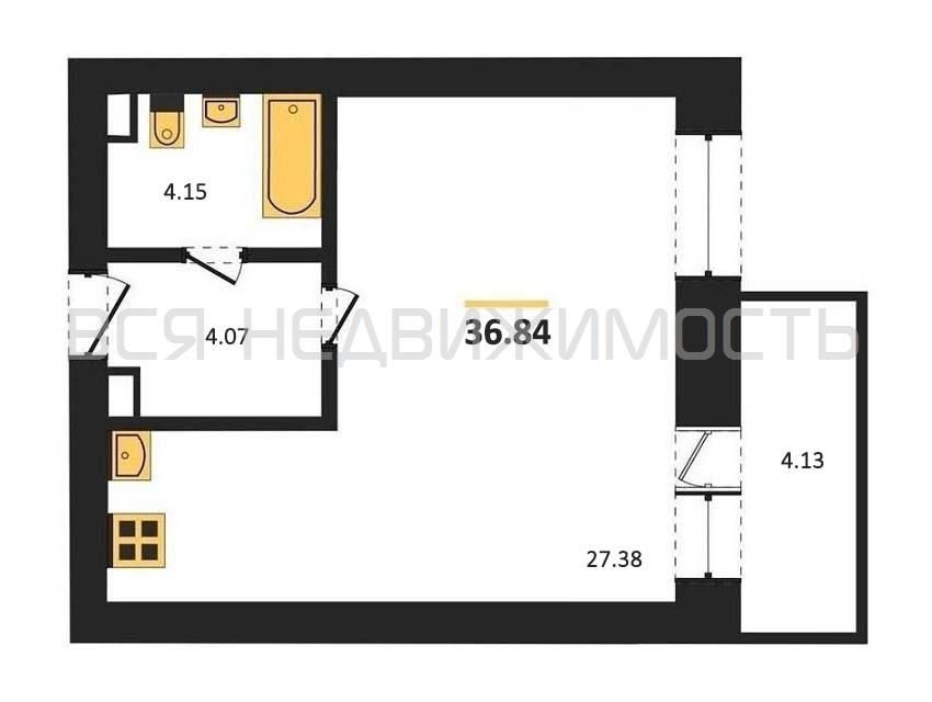 Продаётся студия, 36 м²