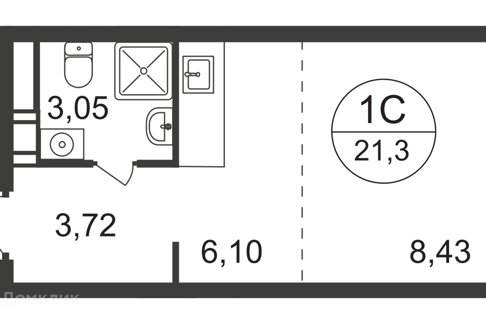 Продаётся студия, 21.3 м²