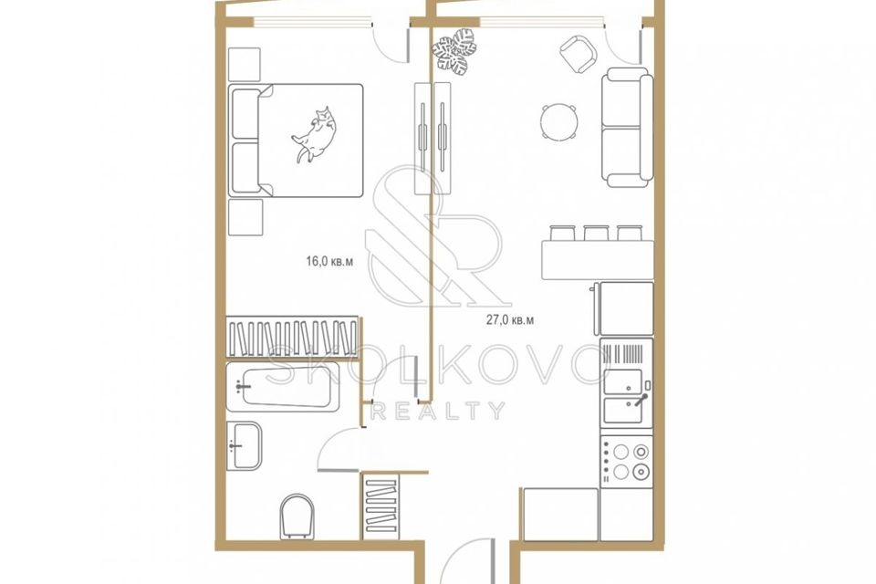 Продаётся 2-комнатная квартира, 54.9 м²