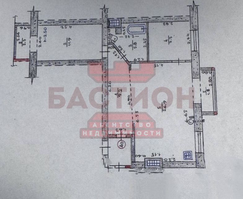 Продаётся 3-комнатная квартира, 65.6 м²