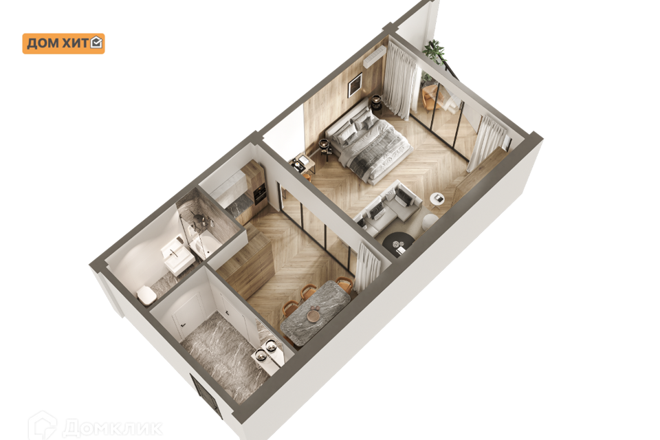 Продаётся 1-комнатная квартира, 72.4 м²