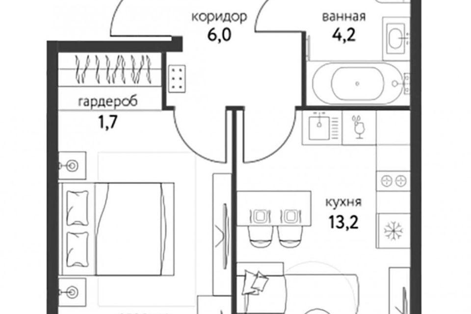 Продаётся 2-комнатная квартира, 38.3 м²