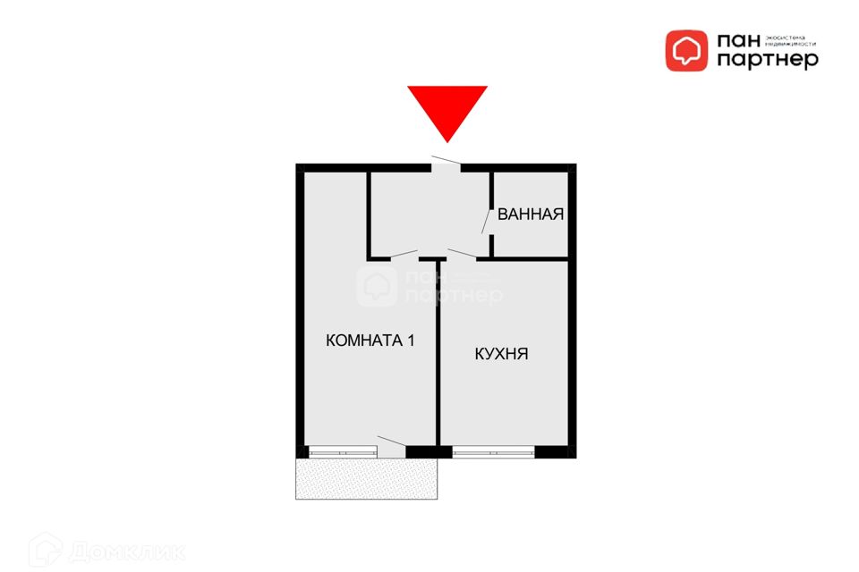 Продаётся 1-комнатная квартира, 32 м²