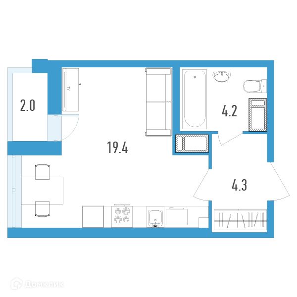 Продаётся студия, 28.9 м²