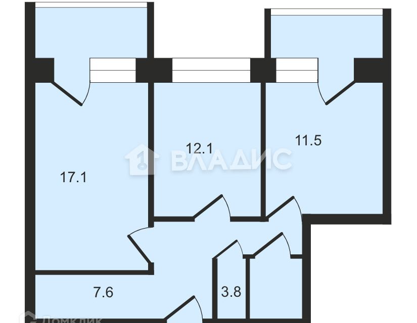 Продаётся 2-комнатная квартира, 60.9 м²