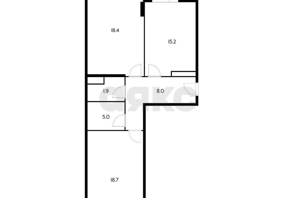 Продаётся 2-комнатная квартира, 82.4 м²