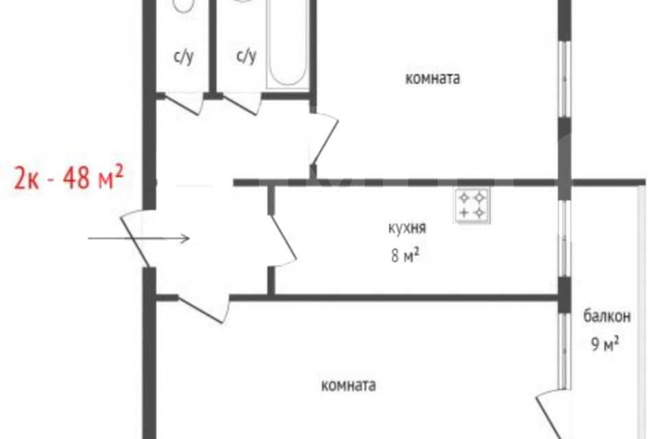Продаётся 2-комнатная квартира, 48 м²