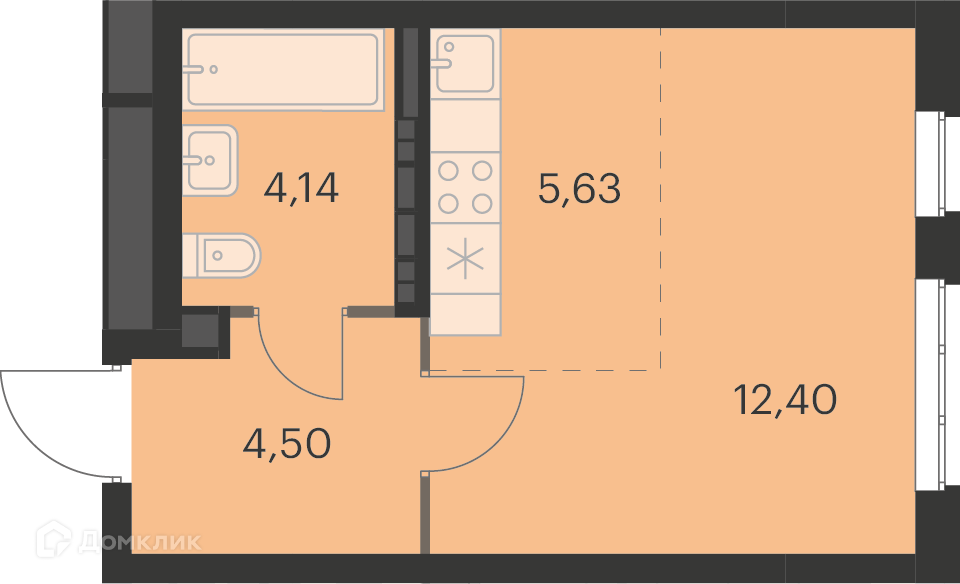 Продаётся студия, 26.5 м²