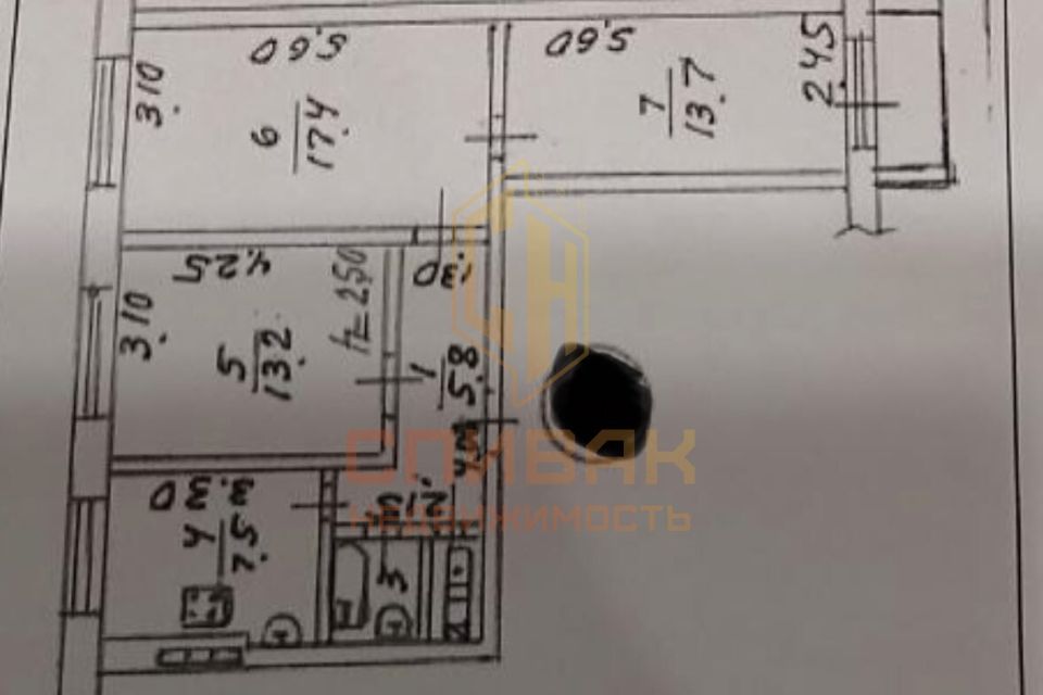 Продаётся 3-комнатная квартира, 62.4 м²