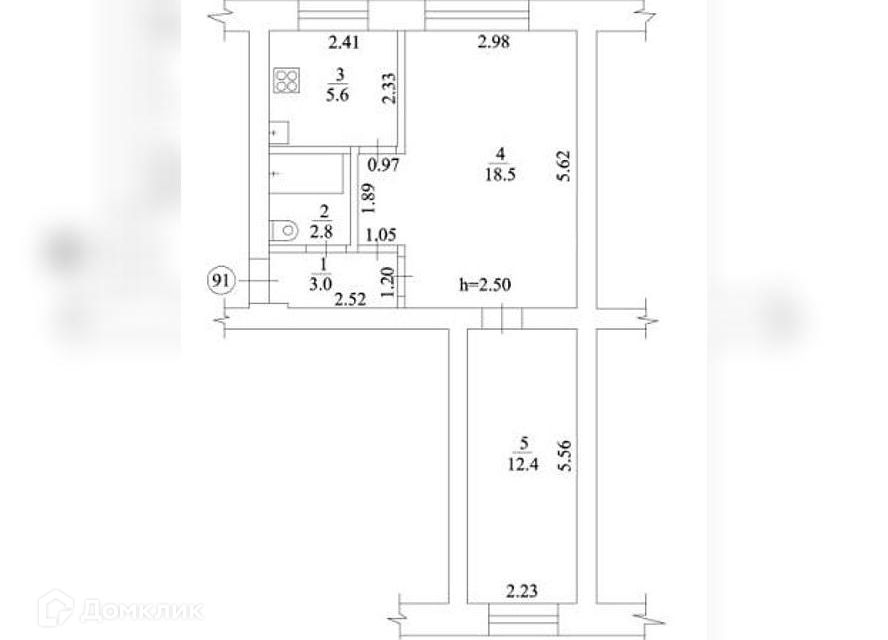 Продаётся 2-комнатная квартира, 42.3 м²