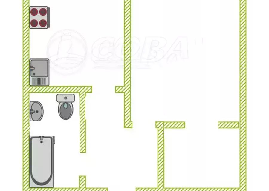 Продаётся 1-комнатная квартира, 34.5 м²