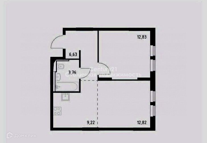 Продаётся 2-комнатная квартира, 45.3 м²