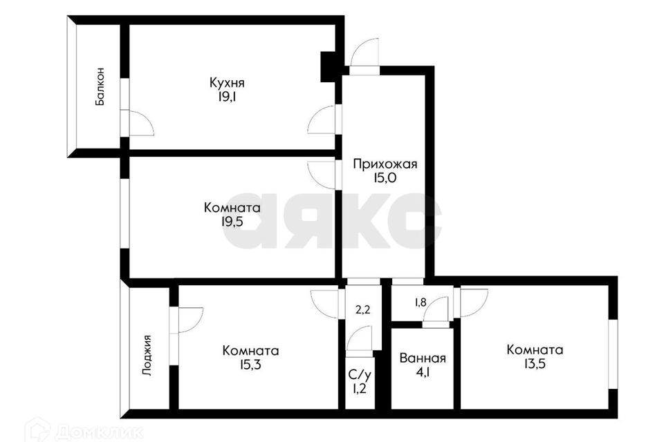 Продаётся 3-комнатная квартира, 99.5 м²
