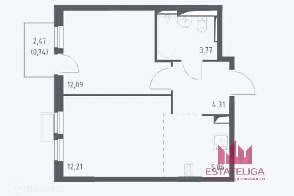 Продаётся 2-комнатная квартира, 38.5 м²