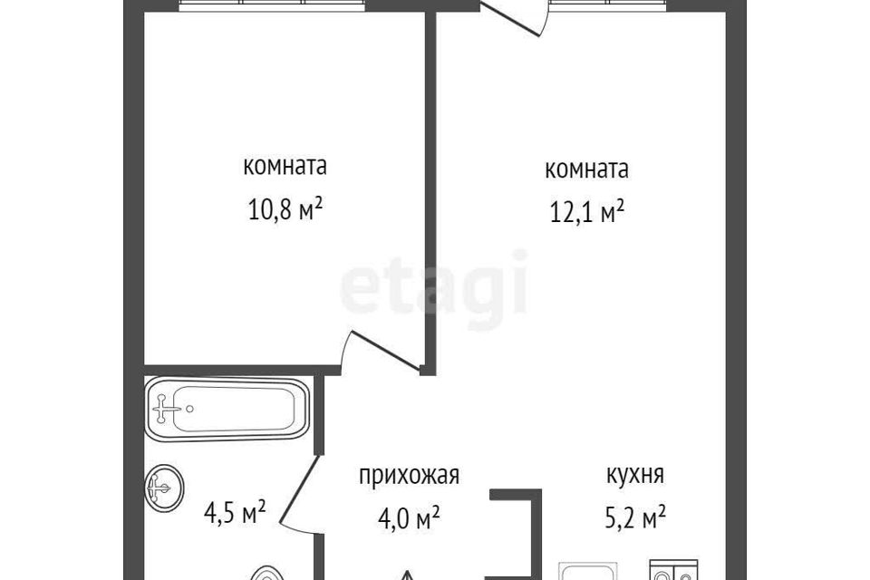 Продаётся 2-комнатная квартира, 37.2 м²