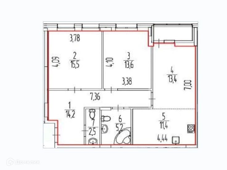 Продаётся 3-комнатная квартира, 77.1 м²
