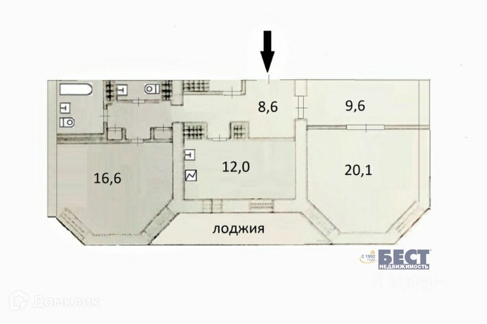 Продаётся 2-комнатная квартира, 78.4 м²