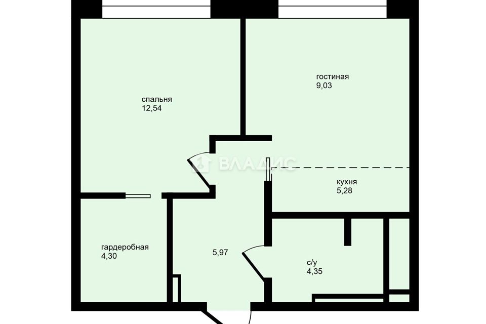 Продаётся 1-комнатная квартира, 43.5 м²