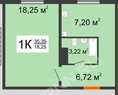 Продаётся 1-комнатная квартира, 35.2 м²