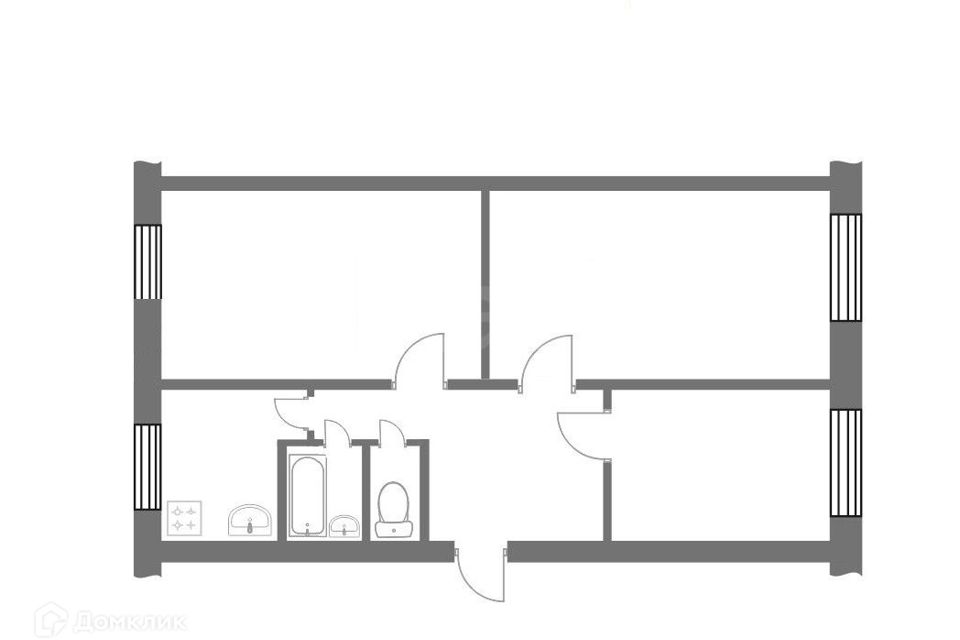 Продаётся 3-комнатная квартира, 61.4 м²