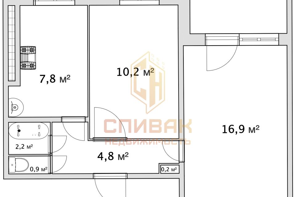 Продаётся 2-комнатная квартира, 45.1 м²