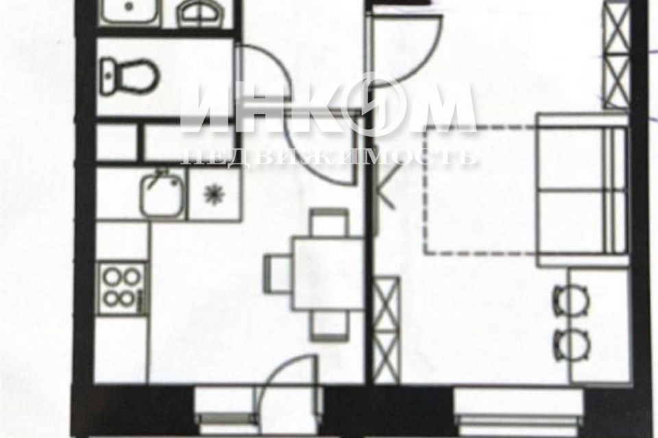 Продаётся 1-комнатная квартира, 32.1 м²