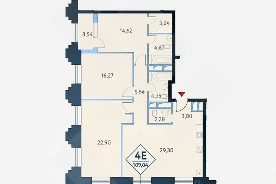 Продаётся 3-комнатная квартира, 108.1 м²