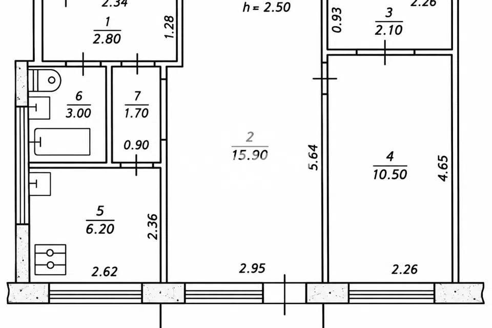 Продаётся 2-комнатная квартира, 43 м²