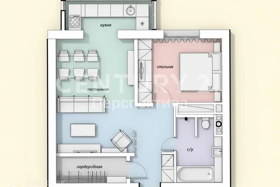 Продаётся 2-комнатная квартира, 53.3 м²