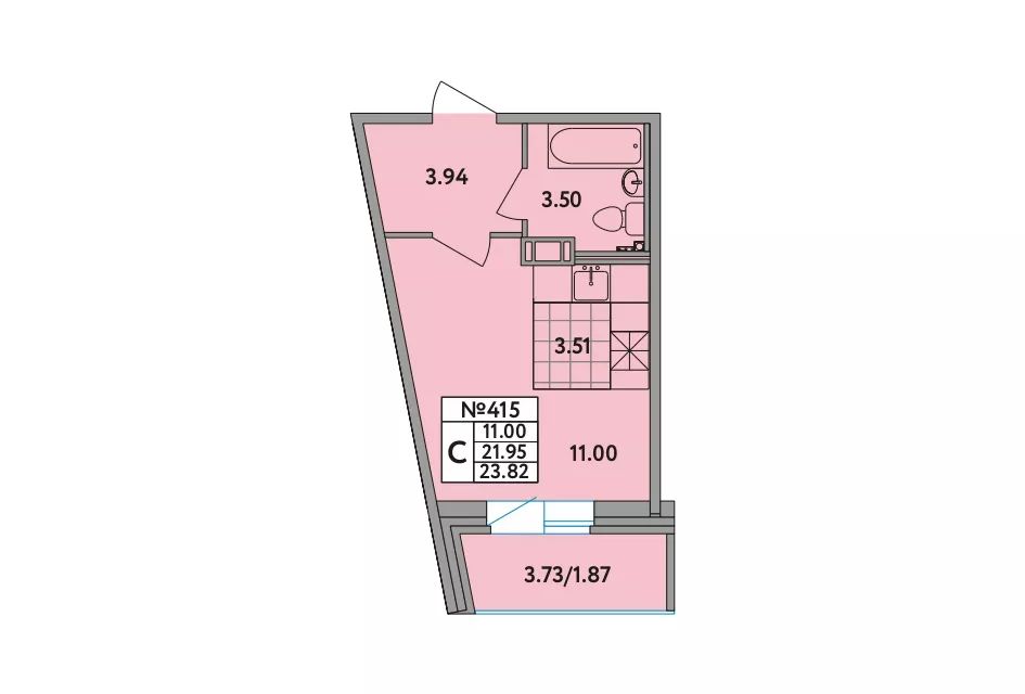 Продаётся студия, 23.6 м²