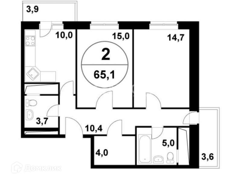 Продаётся 2-комнатная квартира, 70 м²