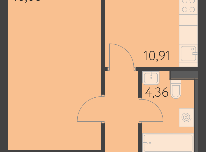 Продаётся 1-комнатная квартира, 39.5 м²