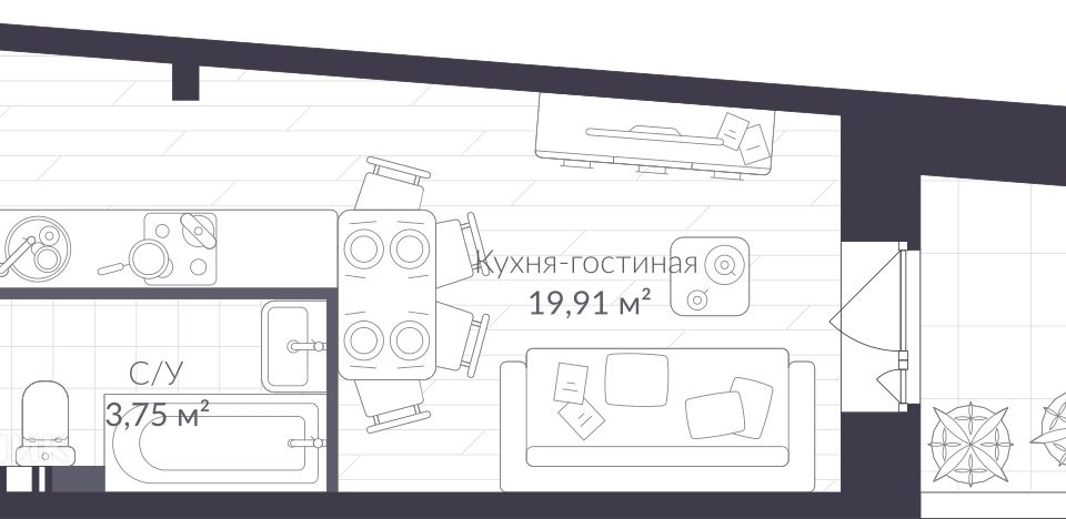 Продаётся студия, 28.6 м²