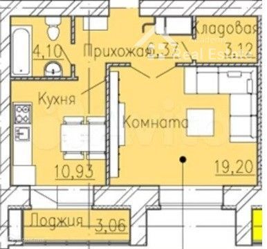 Продаётся 1-комнатная квартира, 44.5 м²