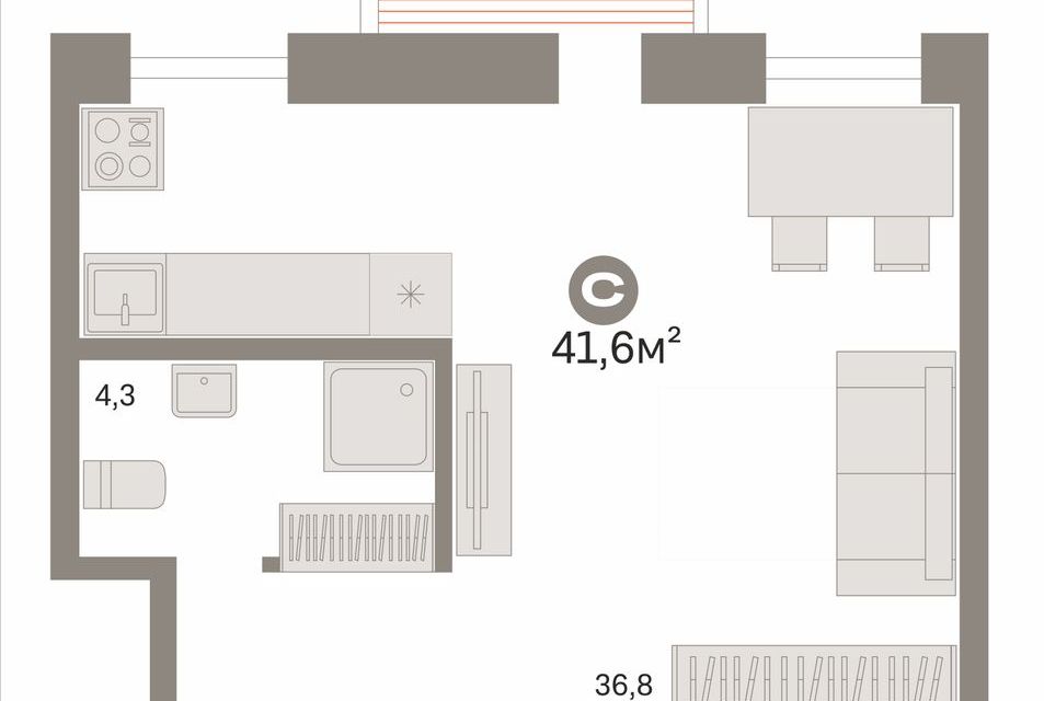 Продаётся студия, 41.6 м²