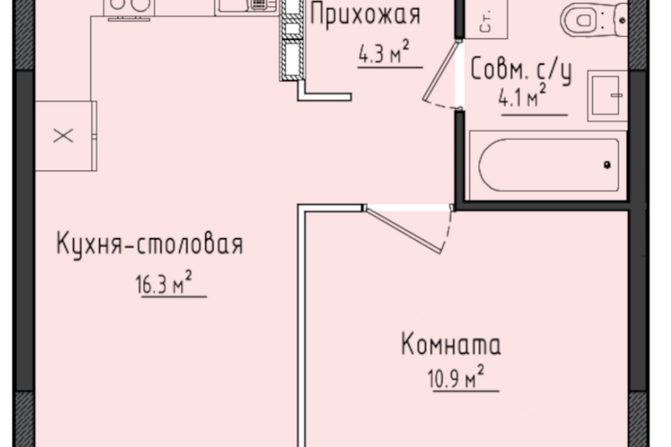 Продаётся 1-комнатная квартира, 36.1 м²