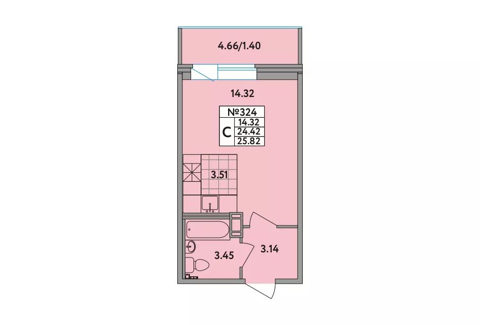 Продаётся студия, 25.6 м²