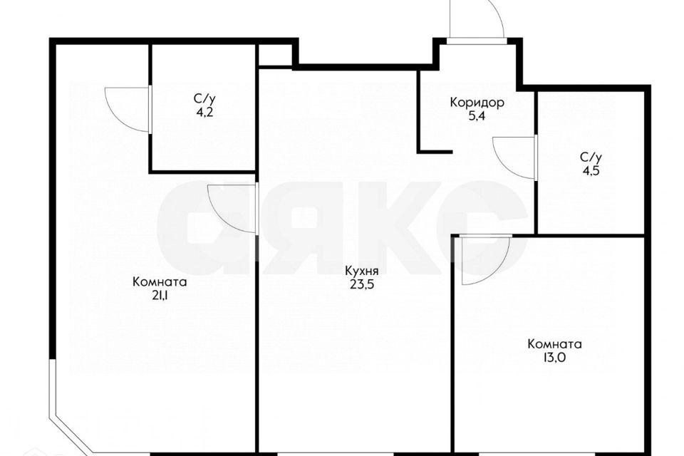 Продаётся 2-комнатная квартира, 71.7 м²