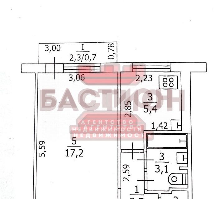 Продаётся 1-комнатная квартира, 32 м²