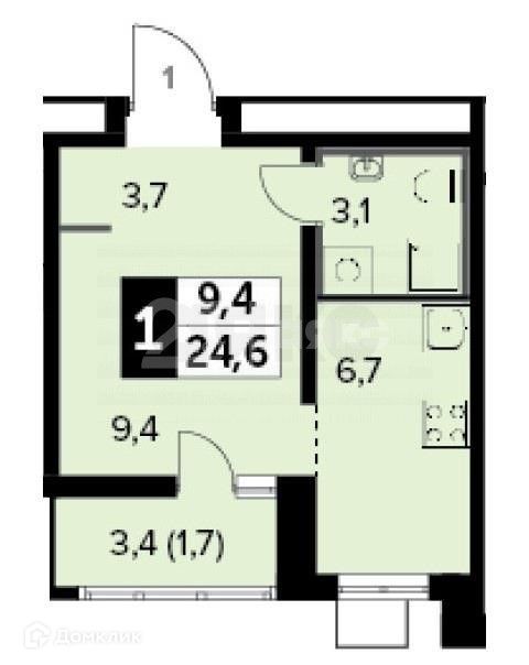 Продаётся студия, 24.6 м²