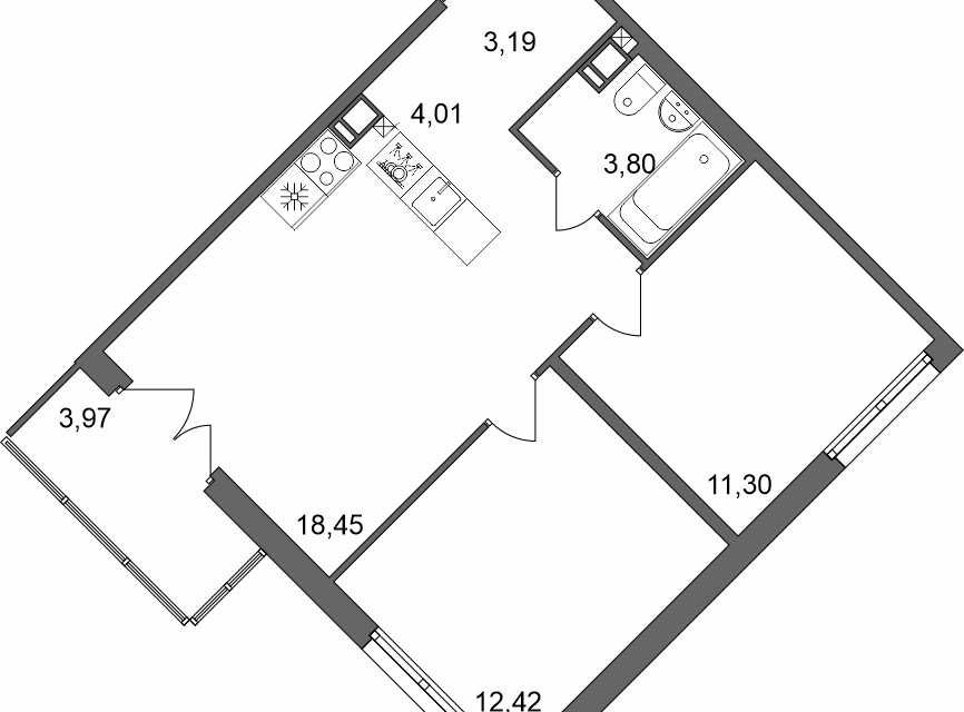 Продаётся 2-комнатная квартира, 54.4 м²
