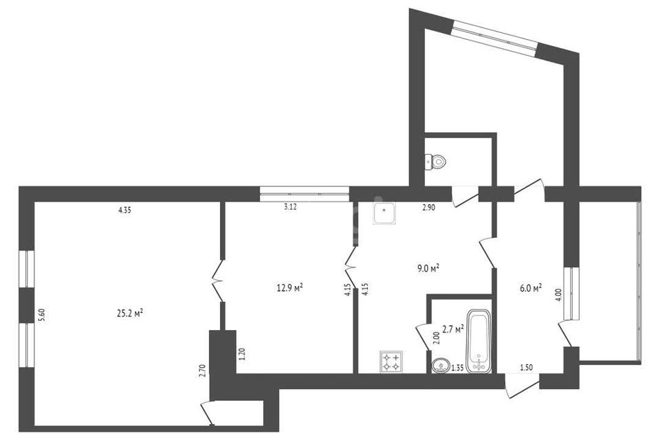 Продаётся 2-комнатная квартира, 52 м²
