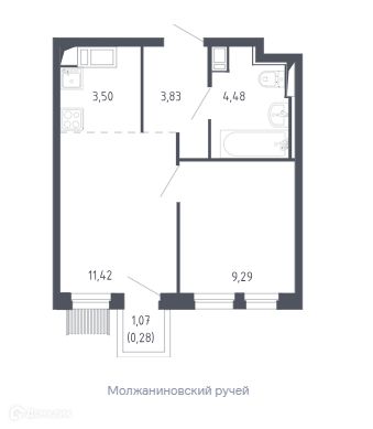 Продаётся 1-комнатная квартира, 32.8 м²