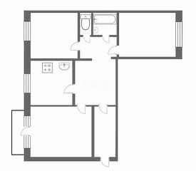 Продаётся 3-комнатная квартира, 60.5 м²