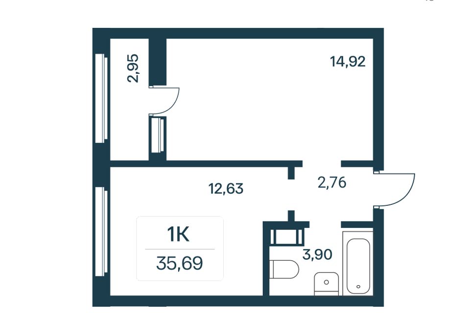 Продаётся 1-комнатная квартира, 33.7 м²