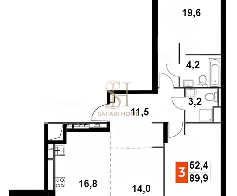 Продаётся 3-комнатная квартира, 93 м²