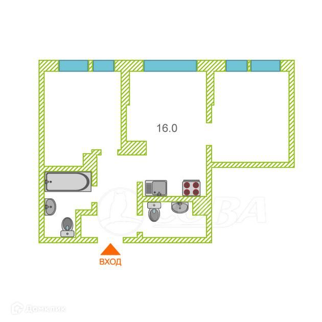 Продаётся 2-комнатная квартира, 47.8 м²